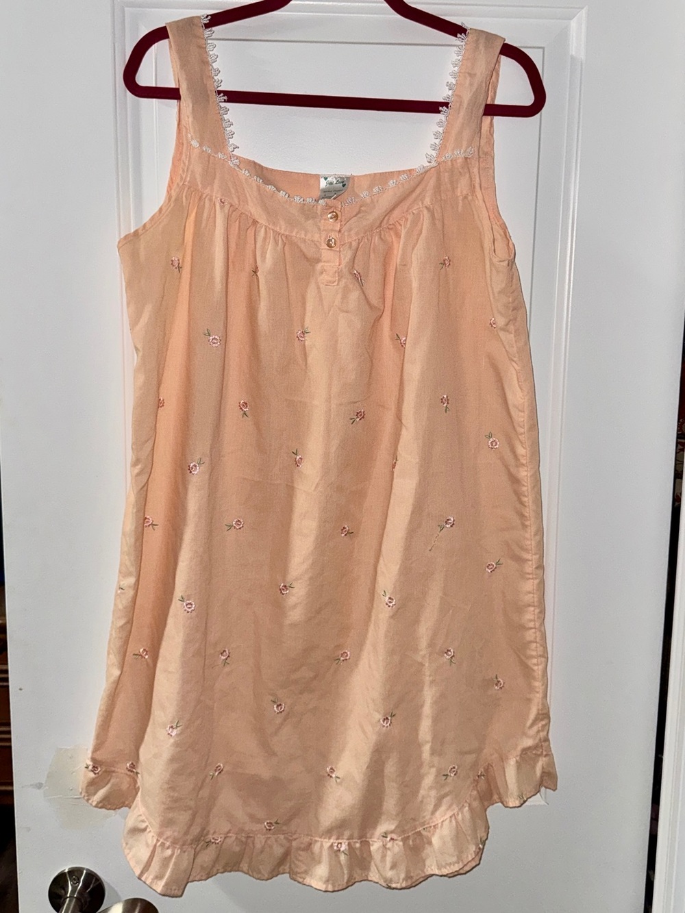 Vintage Peach Embroidered Nightgown